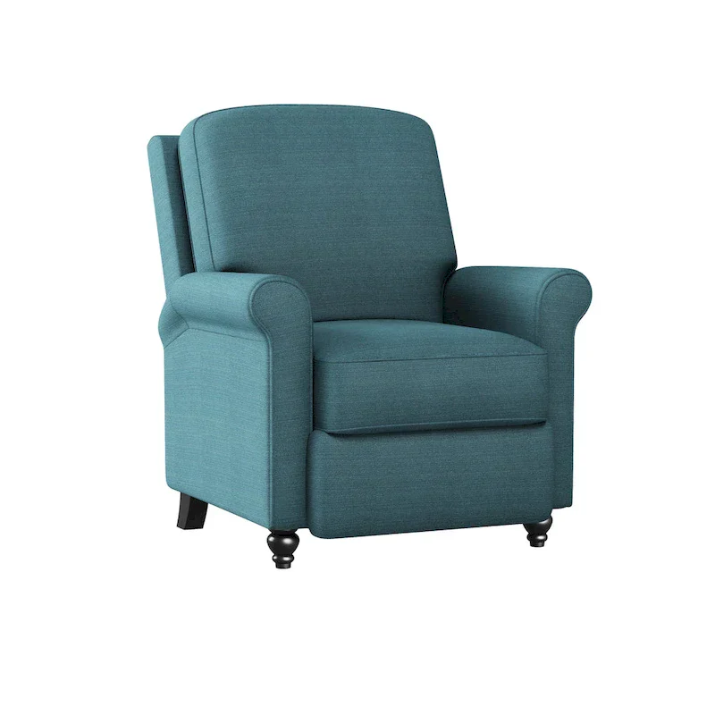 Caribbean Blue Linen Push Back Recliner Chair - Single Seat