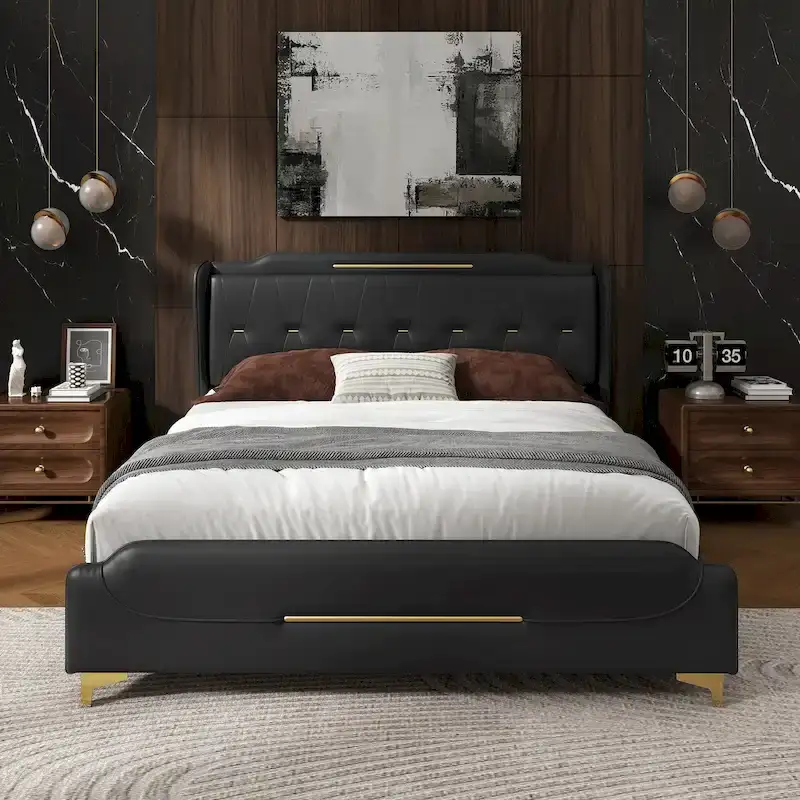 Modern Upholstered PU Leather Bed
