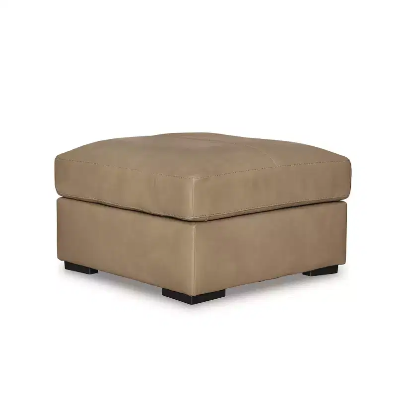 Signature Design by Ashley Bandon Oversized Accent Ottoman, Top Grain Leather Cushion, Toffee