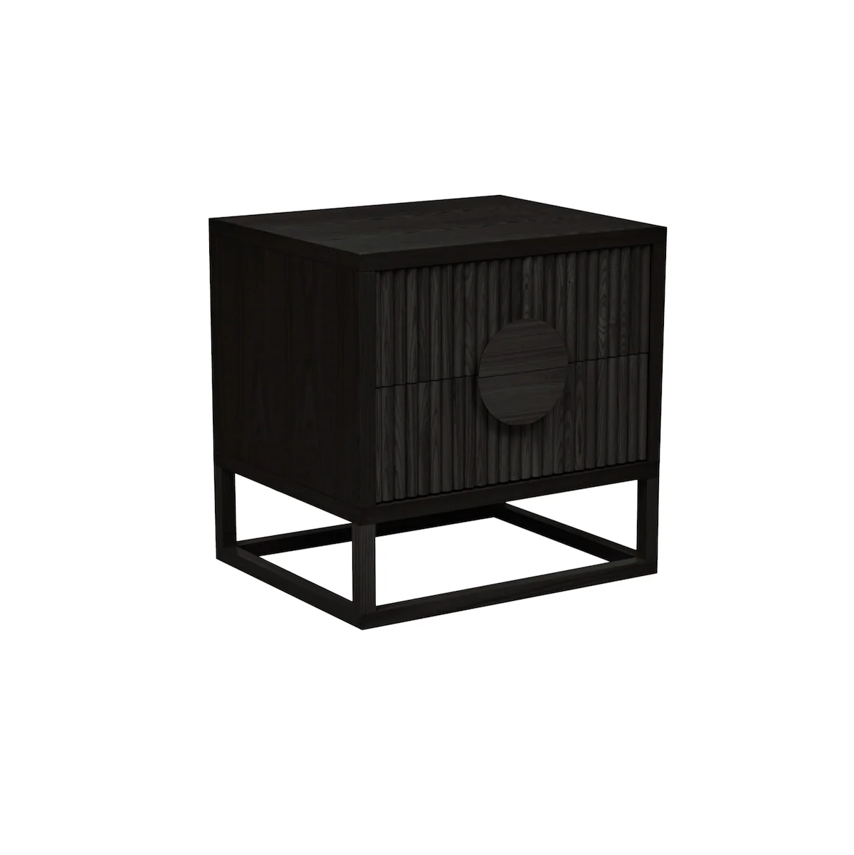 Modern Matt black Oak Bedside Table for Bedroom