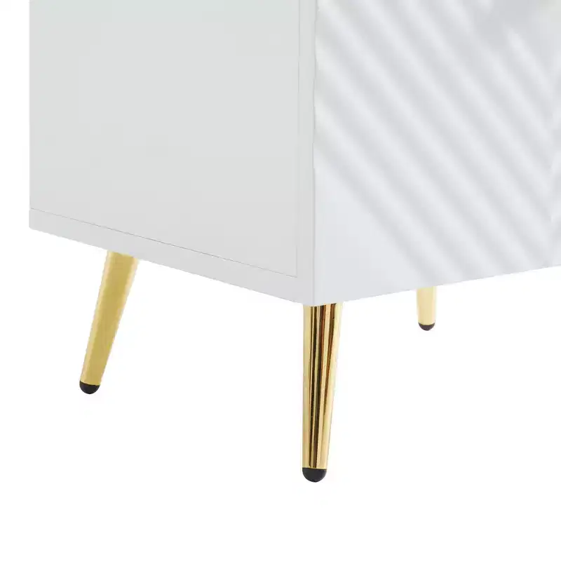 Probe Hues High Gloss Nightstand with 2 Drawer and Wave-pattern Detailing