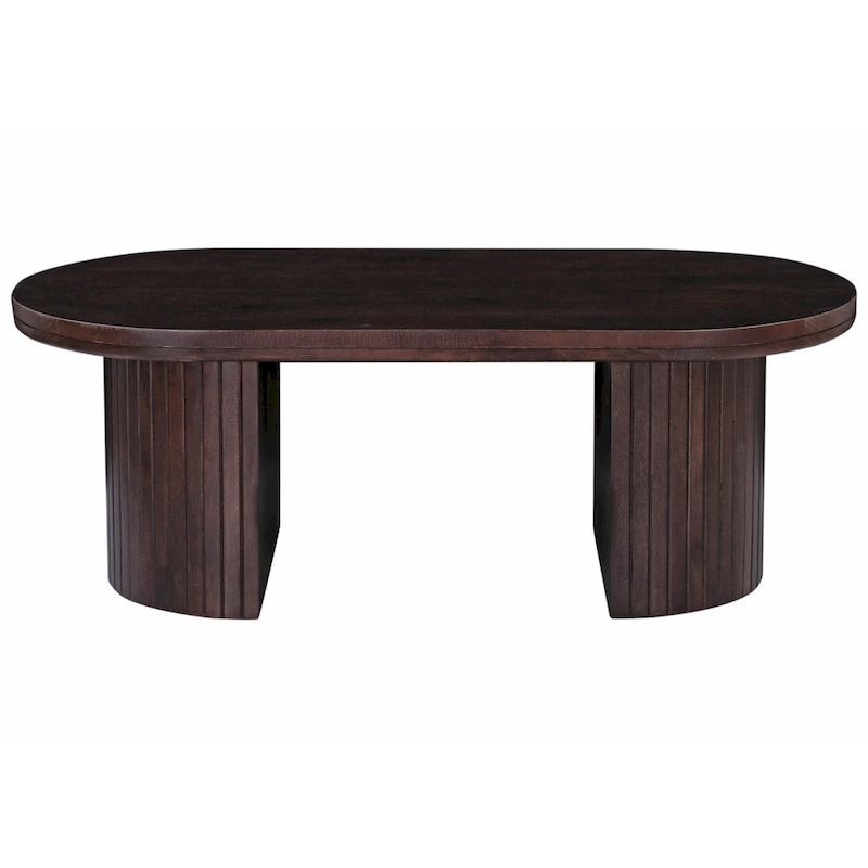 Geneva 51 in. Brown Wood Oval Coffee Table