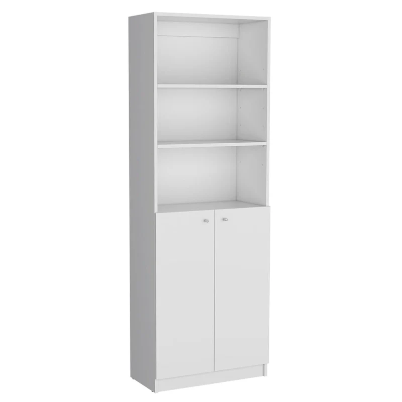 74 Wide 5-Shelf and Cabinet Bookcase