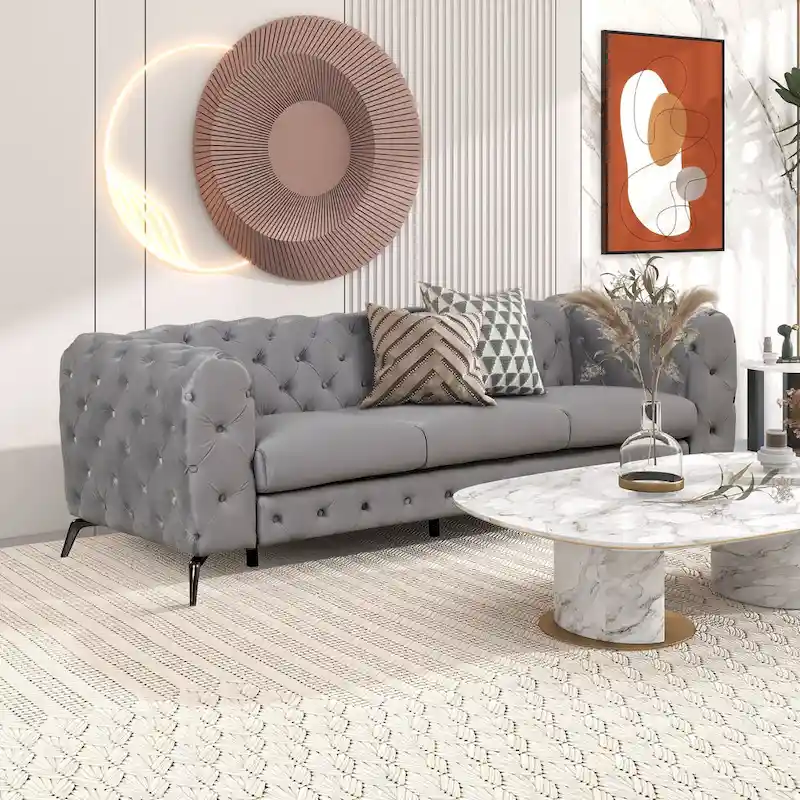 Velvet 3-Piece Sofa Sets(Three Seat Sofa/Loveseat and Single Chair)