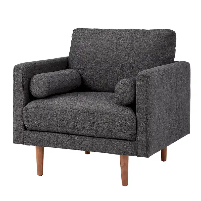 Mid-Century Tapered Leg Armchair with Roll Pillows