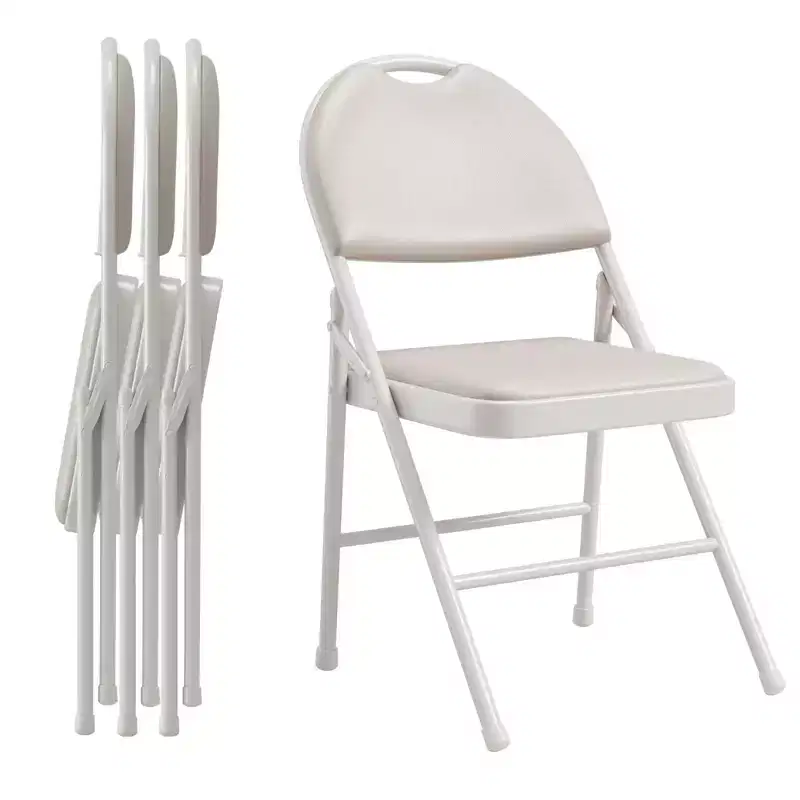 COZONY Folding Chairs Set of 4 /8  PU Upholstered Metal Foldable Chairs, 350 lb Capacity
