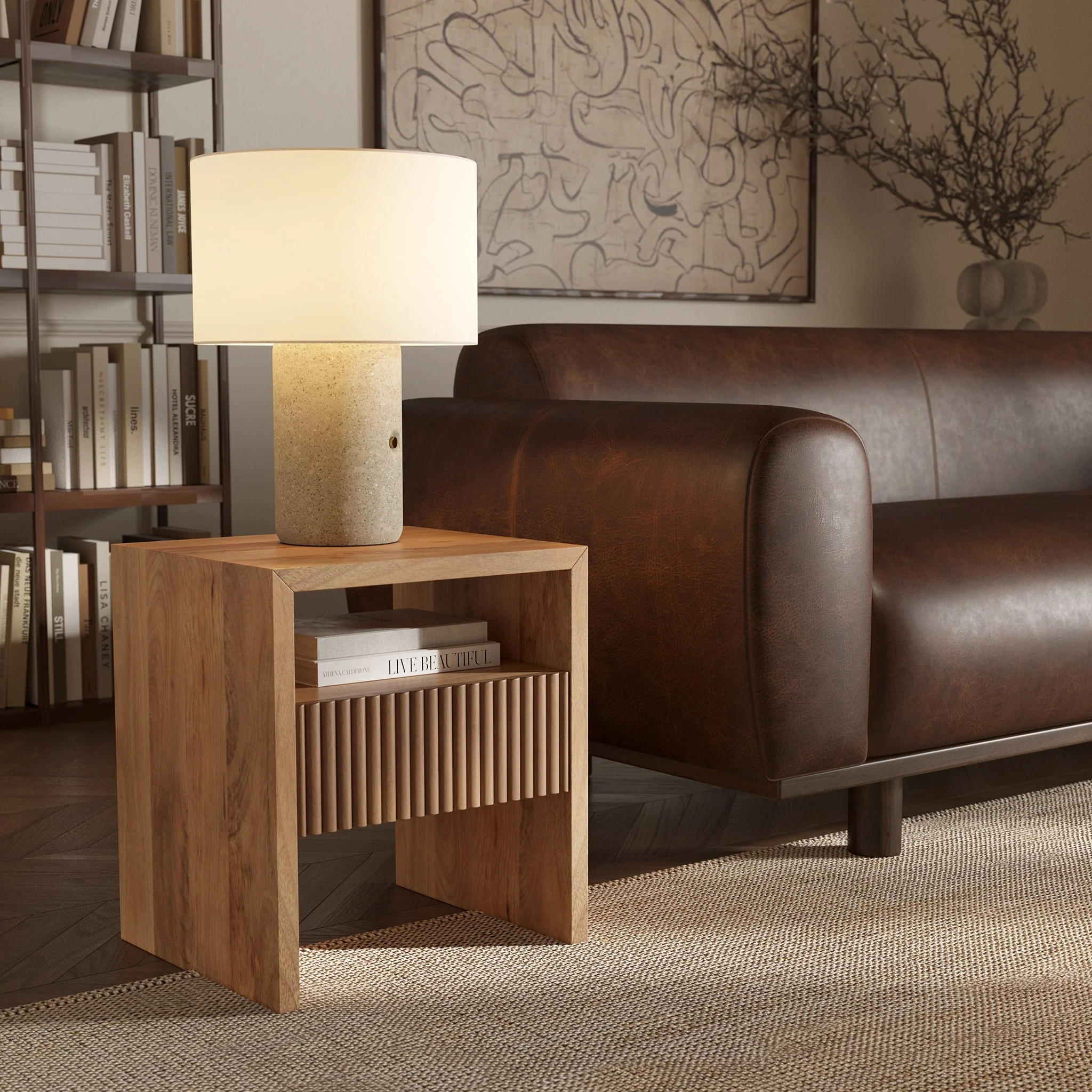 Modern Manuka Nightstand with Kiln-Dried Wood Frame for Bedroom