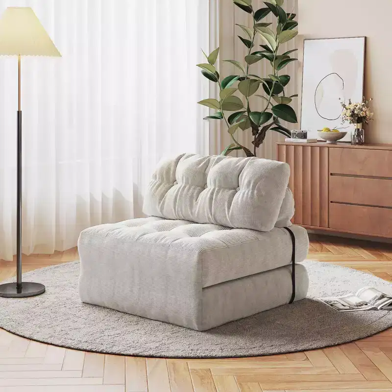 Folding Sofa Bed, Futon Sofa Bed, Floor Folding Couch for Living Room, Convertible Sleeper Chair with Pillow Foldable Mattress Back Support