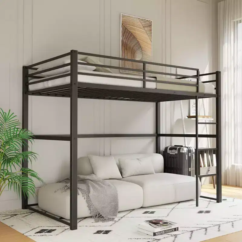 Twin Metal Loft Bed Guard Rails & Flat Ladder