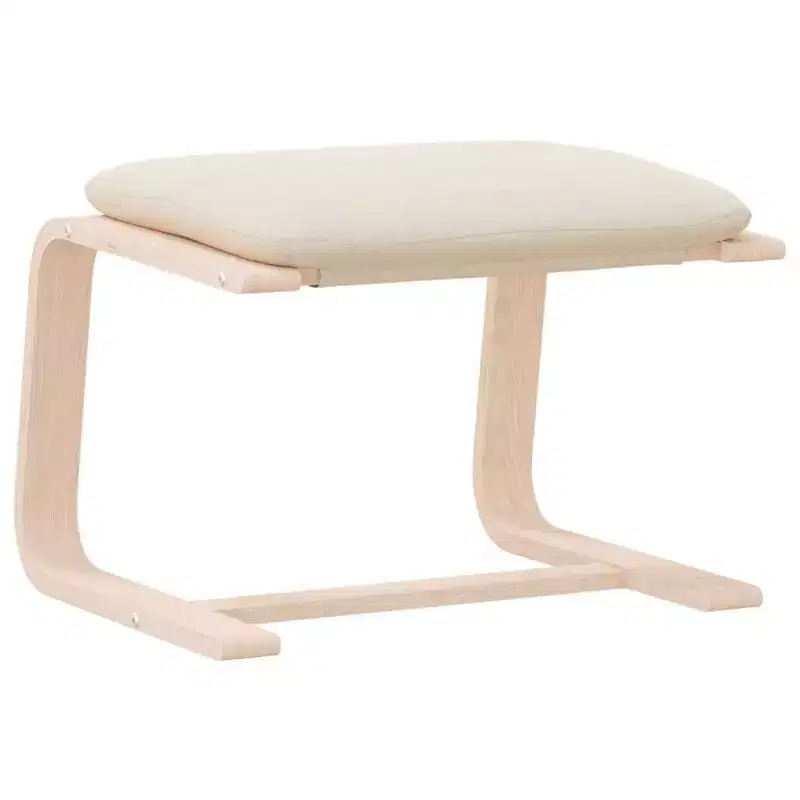 Ottoman Footstool Pouf Hassock Living Room Seat Fabric - Cream