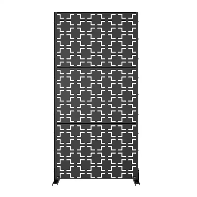 Black Galvanized Steel Privacy Screen 183x90x40cm – Square Design