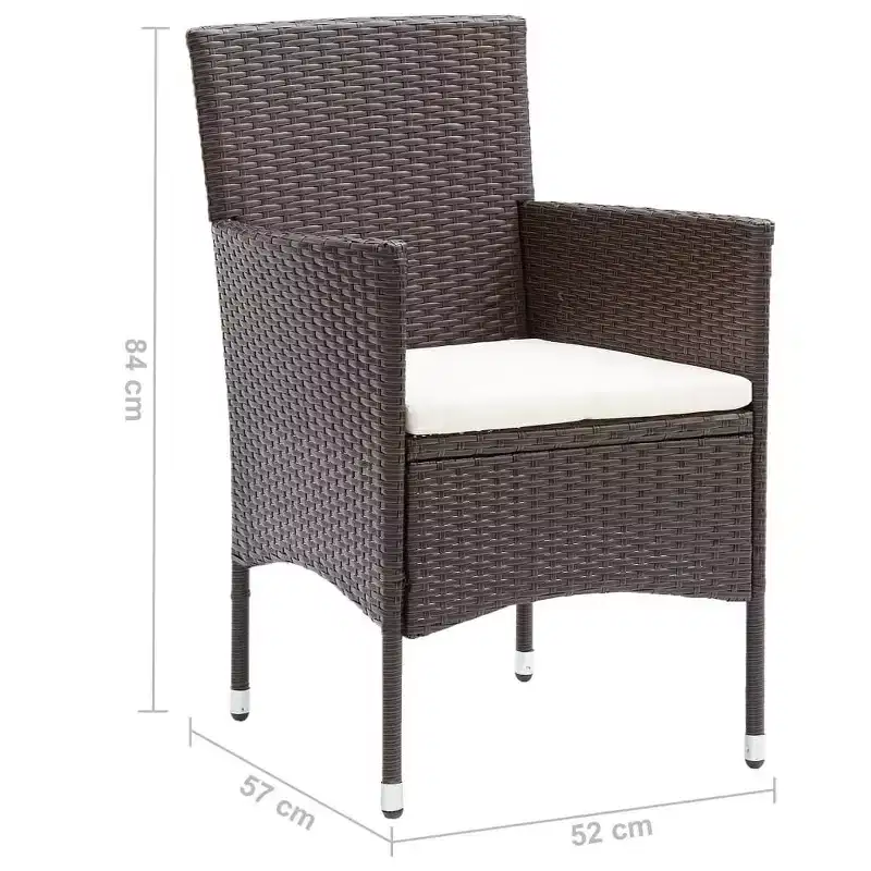 vidaXL Rattan Chair Set of 2 Poly Rattan and Steel
