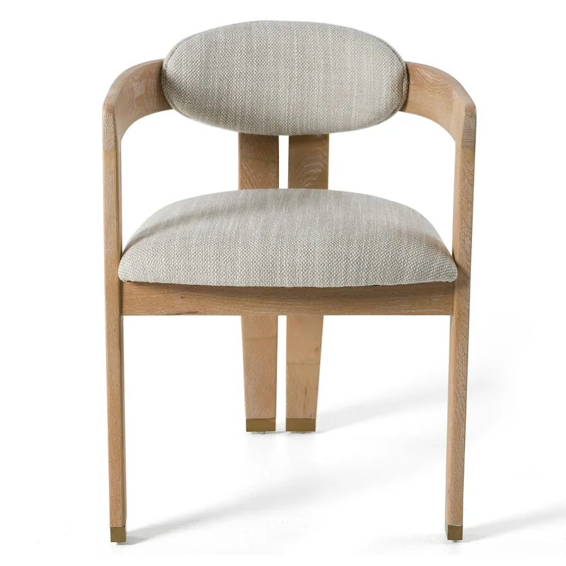 Off-White & White Wash Oak Upholstered Dining Chair