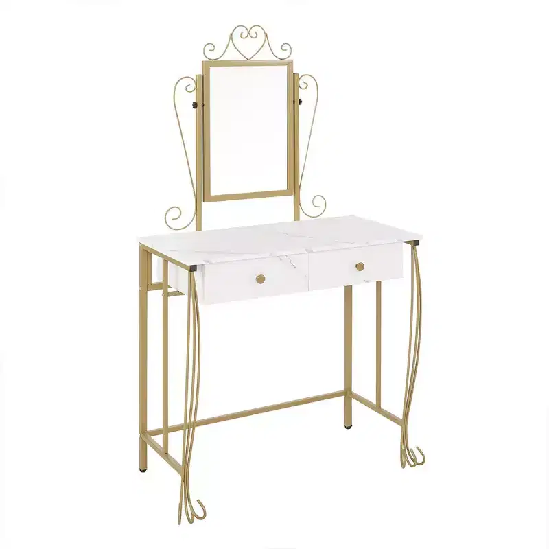 Bestier Vanity Table Set with Mirror & Stool,White Makeup Dressing Desk with Drawers for Girls,Women,Bedroom,Gift