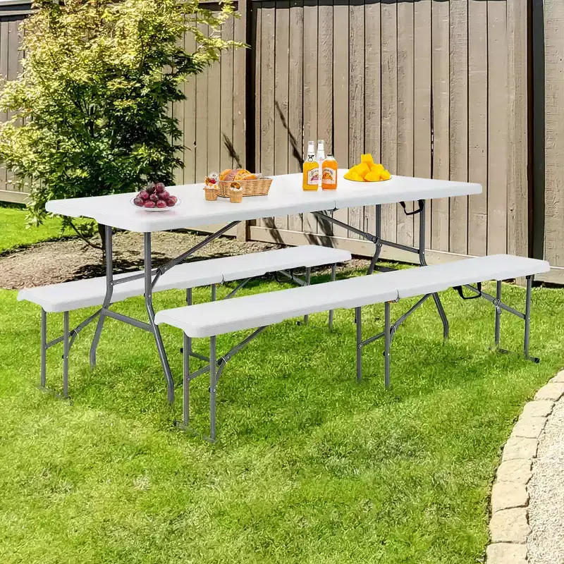 Costway 6 FT Portable Folding Bench Outdoor Picnic Bench 550 lbs Limited for Dining