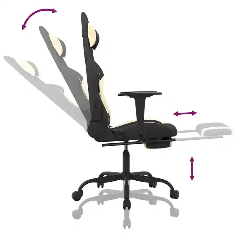 vidaXL Gaming Chair Black and Cream