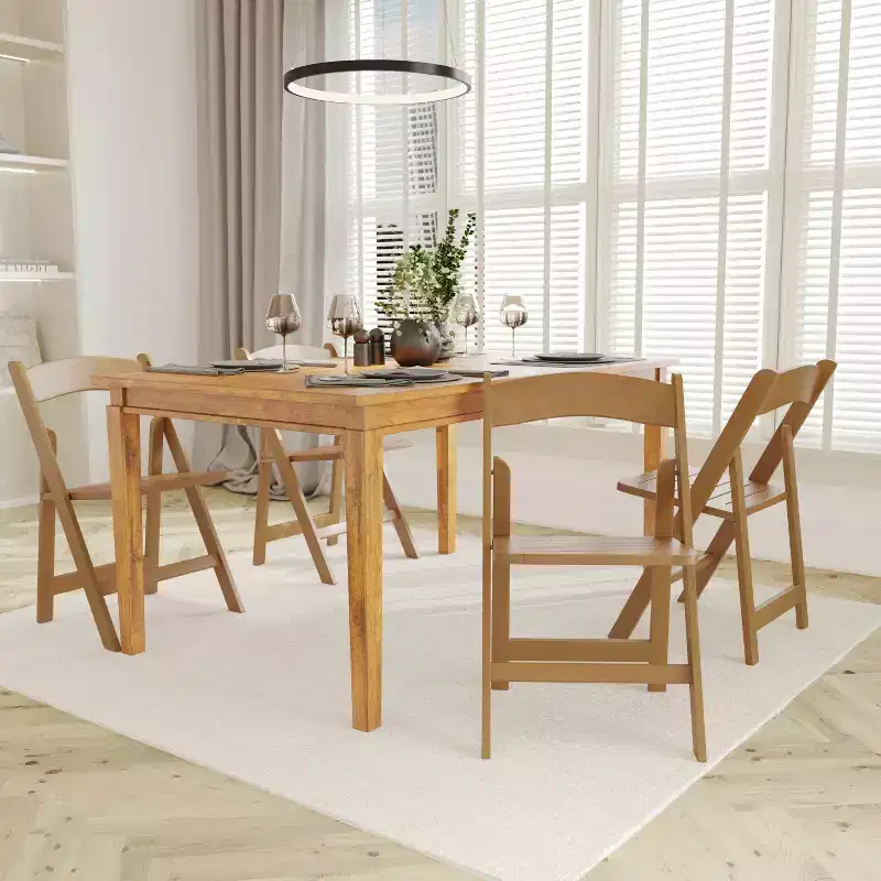 Early American Wood / Oak / White Solid Wood Folding Dining Chair – Seats 1