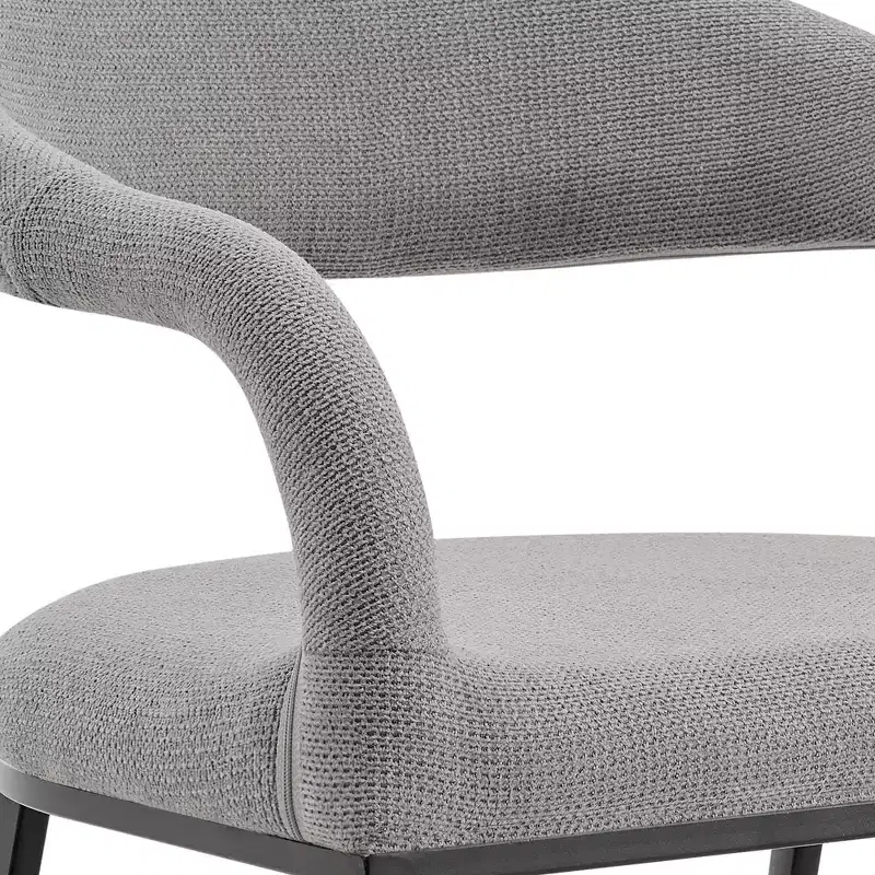 Set of 2 Upholstered Iron & Fabric Dining Chairs with Arms, 250LBS, Low Back