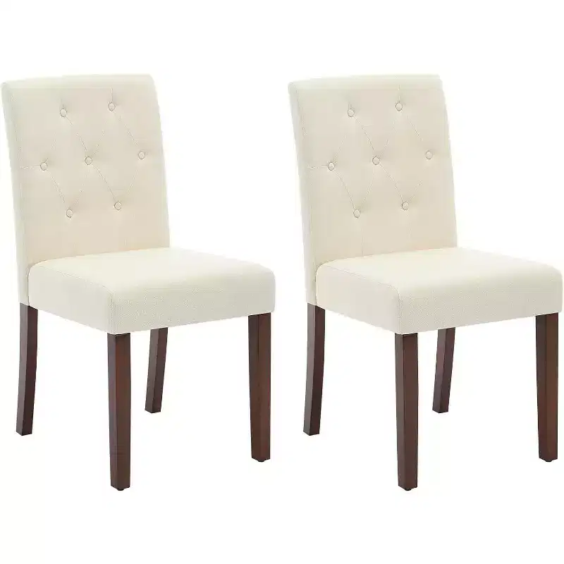 Acekool Upholstered Dining Chairs Set of 2, Modern Parsons Design with Soft Linen Fabric & Sturdy Wood Legs for Dining Room