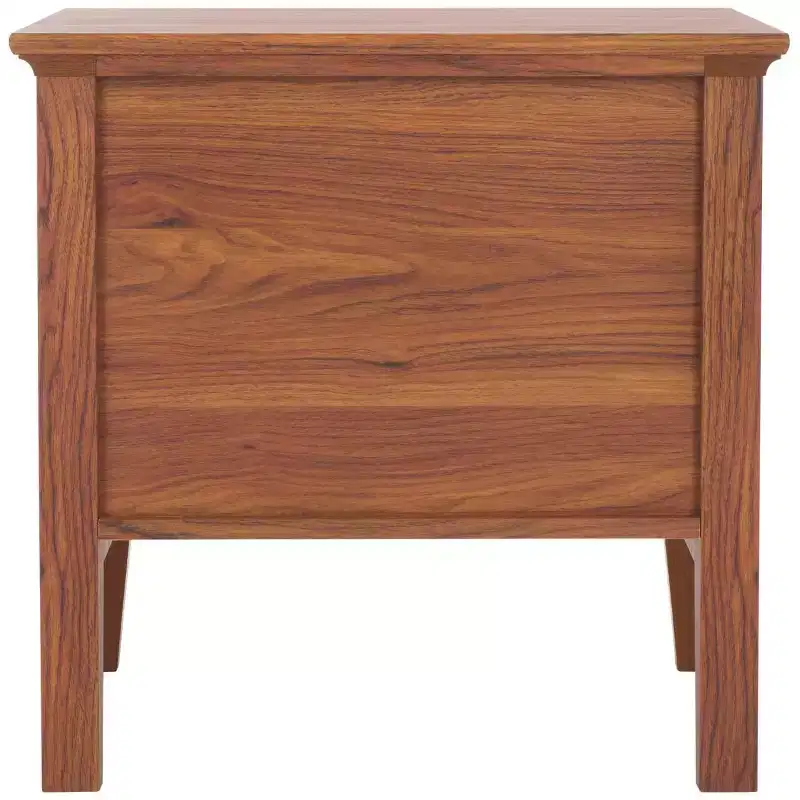 1-Drawer 1-Shelf Nightstand with Gold Pulls, Walnut Finish Bedside Table