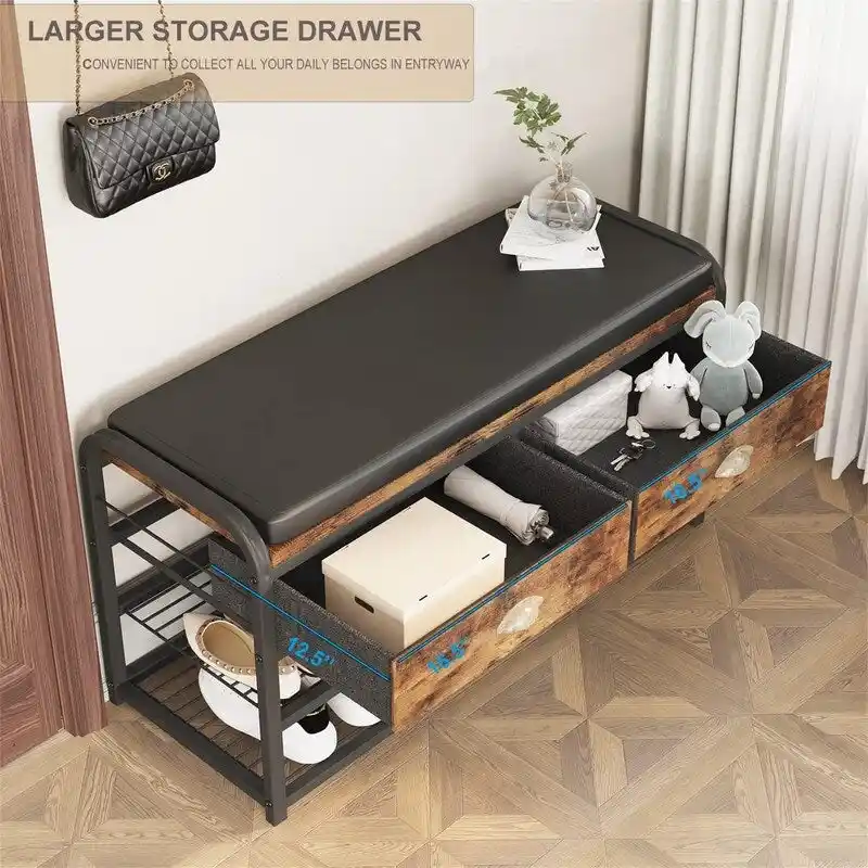 3 Tier Entryway Bench - 35.43D x 11.81W x 22.44H