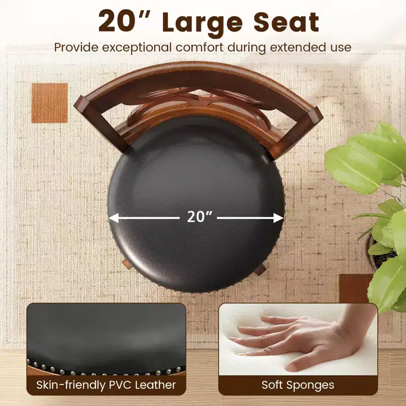 Costway 26'' Counter Height Bar Stools Set of 2 w/Rubber Wood Frame Upholstered Seat