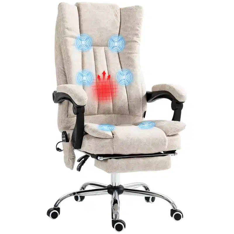 Massage Office Chair with 6 Points and Heat, Reclining Computer Chair with Adjustable Height and Footrest