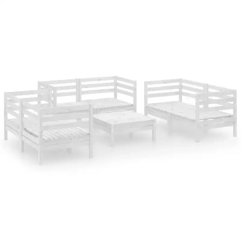 vidaXL Garden Lounge Set White Solid Pine Wood 7 Piece Set Modular