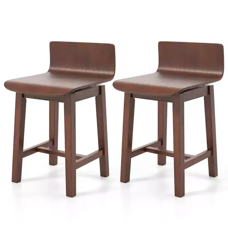 Costway Swivel Dining Chair Set of 2 Farmhouse Wooden Kitchen Chairs Armless Side Chairs