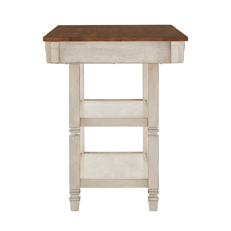Two-Tone Kitchen Island Buffet with Drawers and Shelves