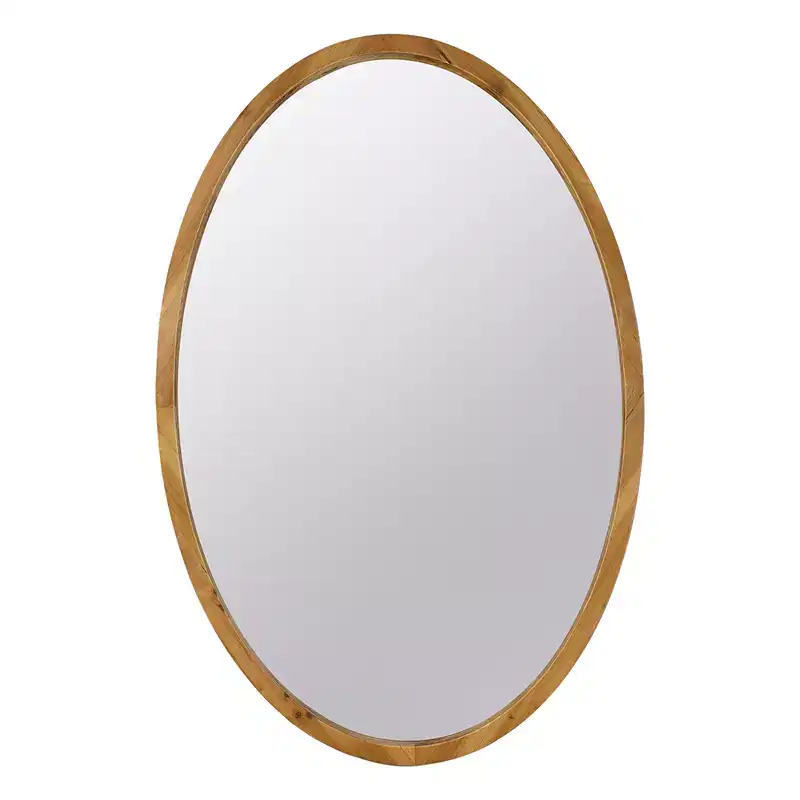 24 x 36 Inch Oval Wall Mirror with Wood Frame