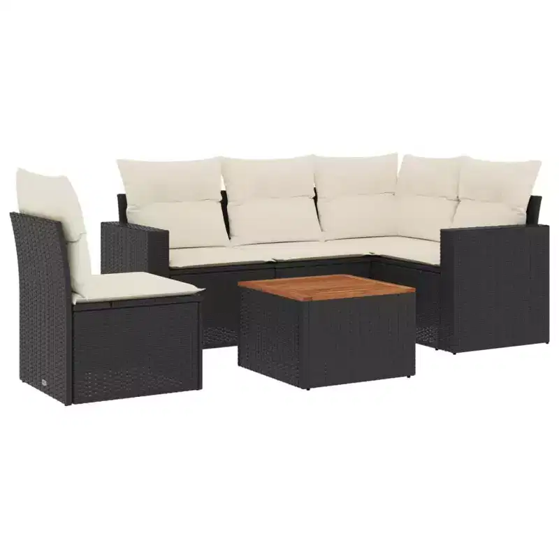 vidaXL Modular Garden Sofa Set in Poly Rattan with Cushions