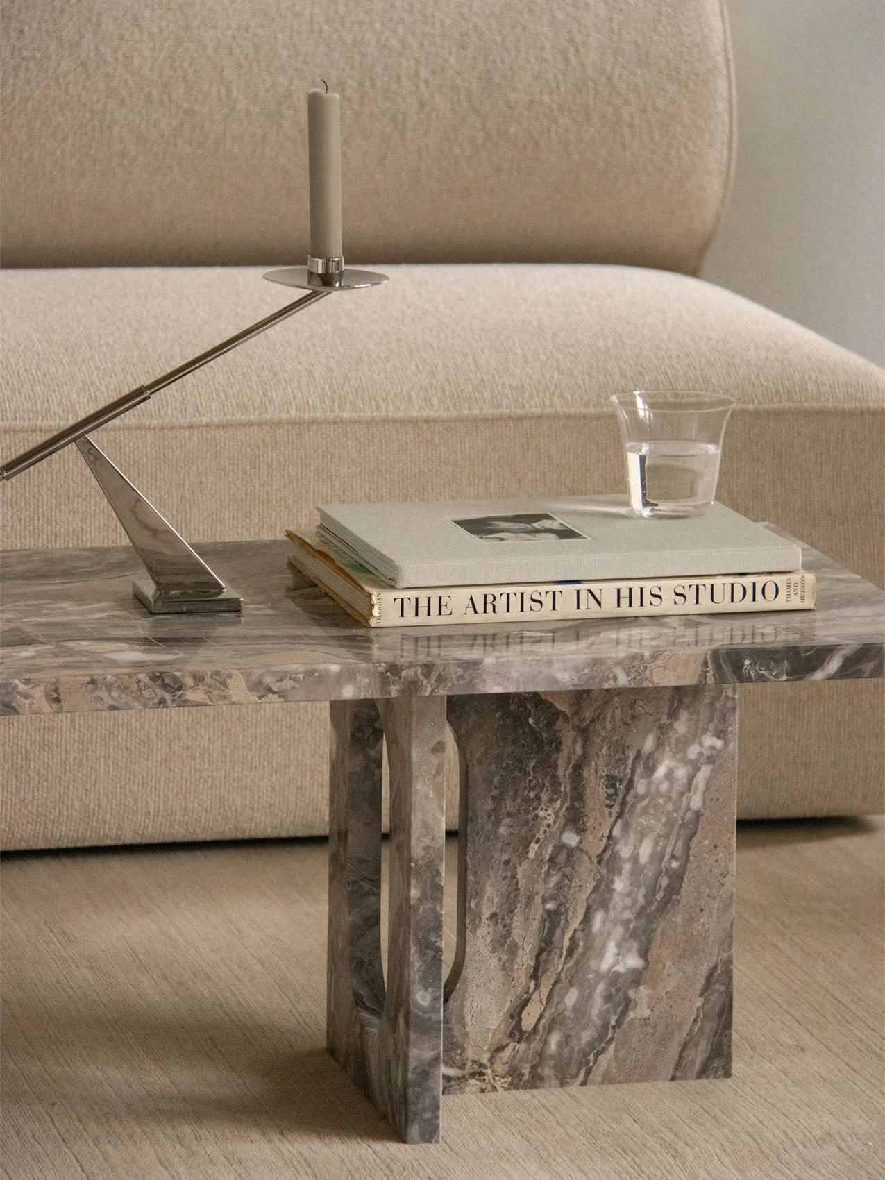 Scandinavian Marble & Stone Lounge Table with Natural Stone Tabletop for Living Room