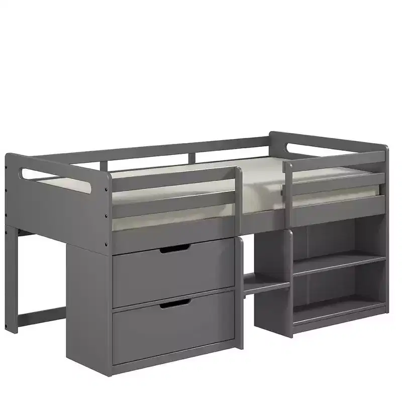 77"Twin Loft Bed Fabiana Loft and Bunk Bed Gray Finish - Acme Furniture