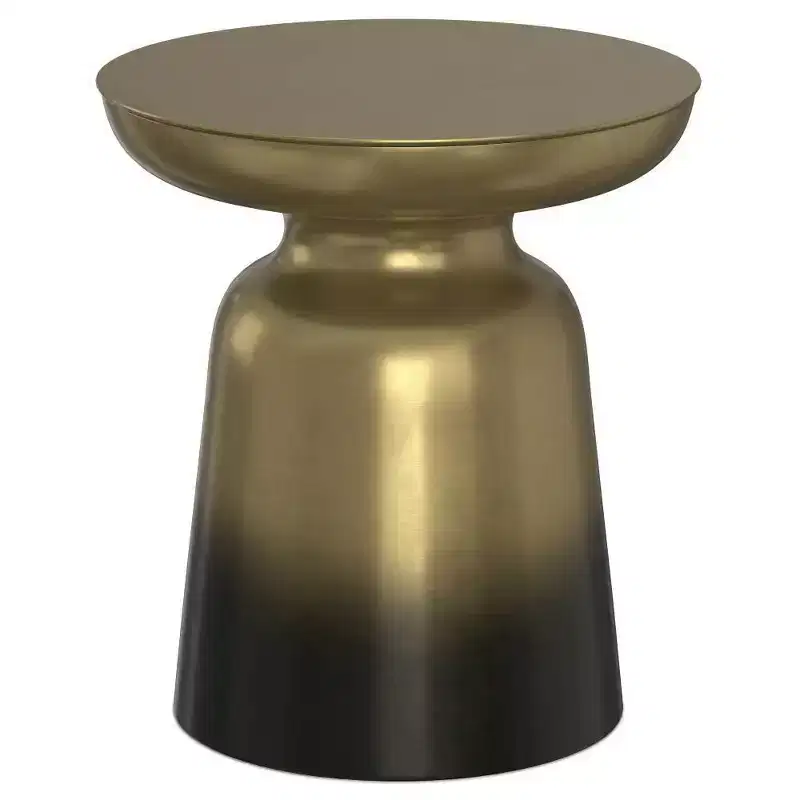 Round Metal Accent Side Table – Silver / Gold / Antique Copper / Gold-Black Ombré – 1 Piece