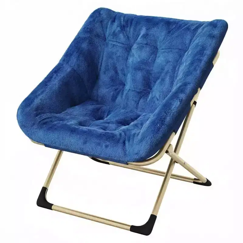 Collapsible Saucer Chair for Adults  Comfy Faux Rabbit Fur, Sturdy Gold Metal Frame  No Assembly, Ideal for Bedroom, Living Room, Dorm & Apartment
