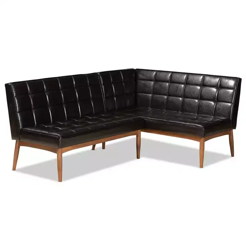 2pc Sanford Wood Dining Nook Banquette Brown