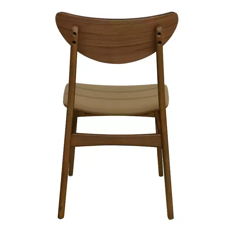 Christopher Knight Home Reed Mid-Century Modern Rubber Wood Faux Leather Upholstered Dining Chairs (Set of 2)