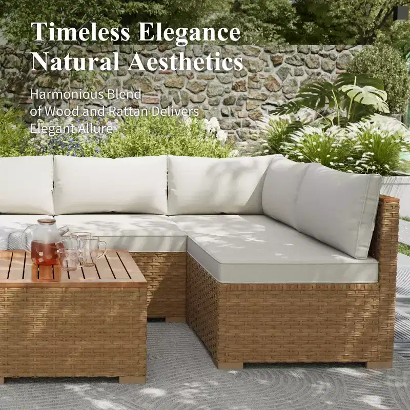 Captiva Designs Outdoor Sectional Wicker Rattan Conversation Set for Garden and Backyard