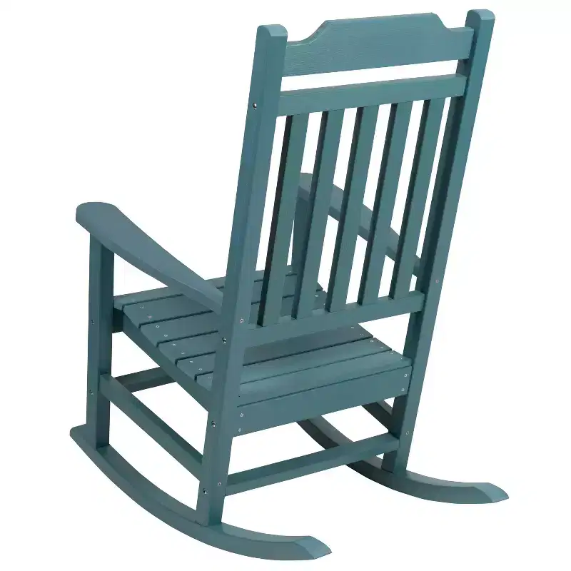 Emma and Oliver All-Weather Rocking Chair in Faux Wood - Patio and Backyard Furniture