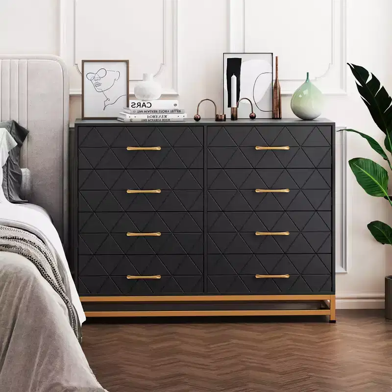 ??Black 8-Drawer Dresser for Bedroom & Closet Tall Chest with Soft-Close Glides, Anti-Tip Kit | 36.2H Space Saving Storage Organizer?