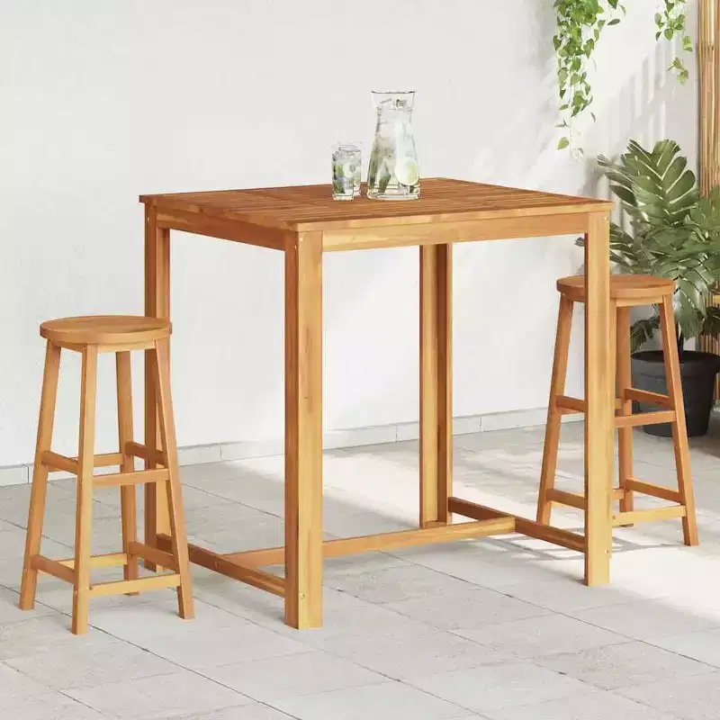 vidaXL Bar Stool Set of 8 Natural wood Solid Acacia wood Standard