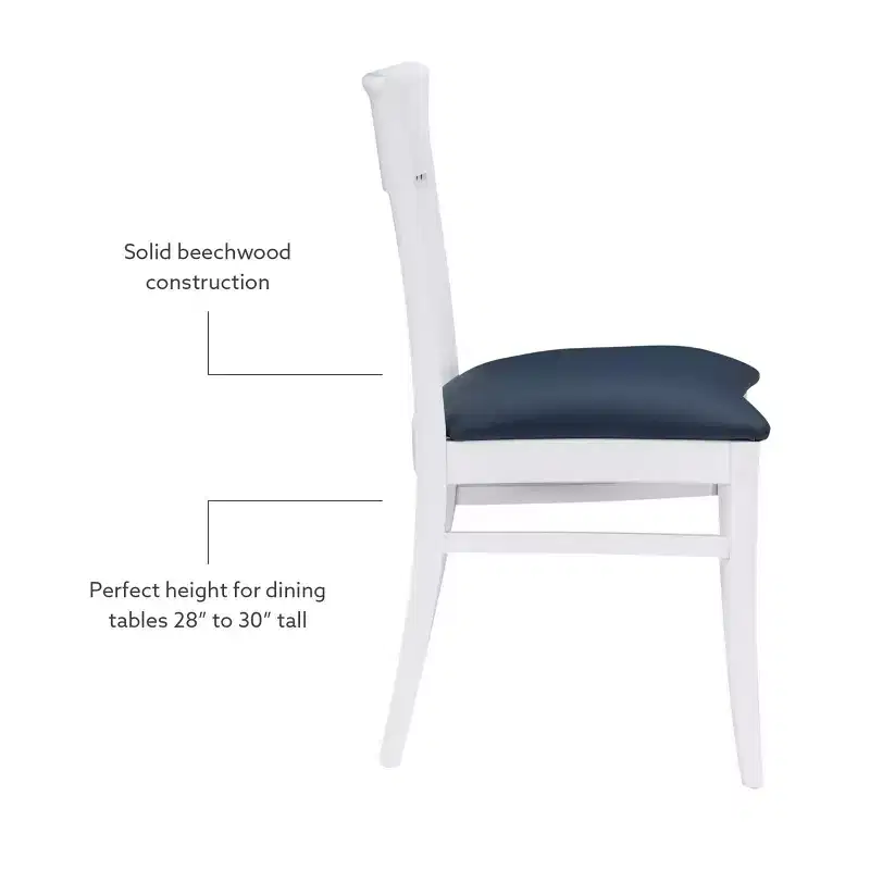 Set of 2 Jenny Slat Back Faux Leather Dining Chairs White - Linon