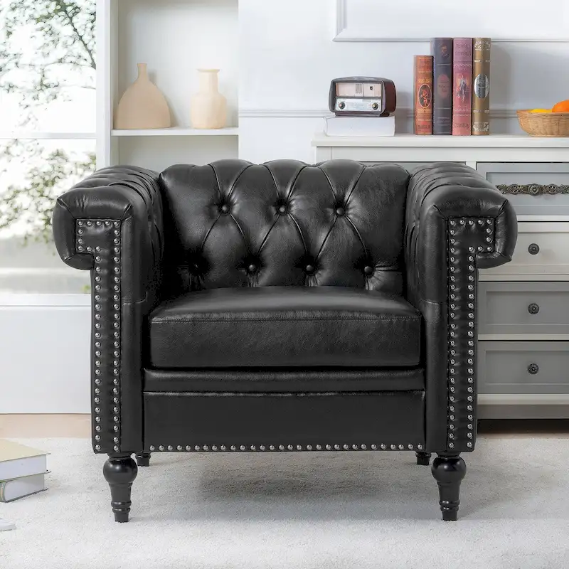 PU Leather Accent Chairs Living Room Arm Chairs