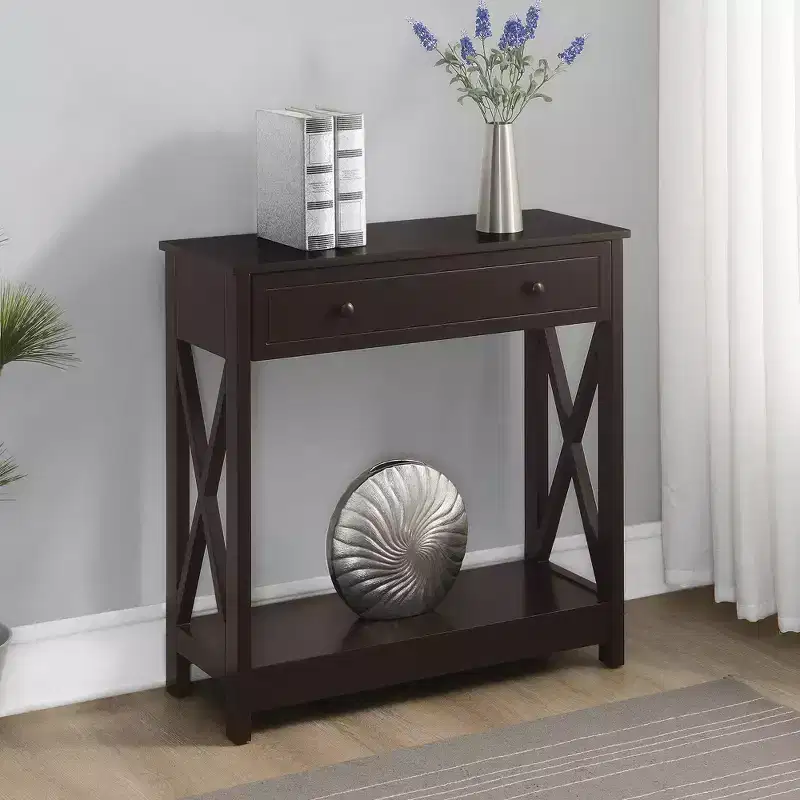 Breighton Home Oxford 1 Drawer Entryway Hall Table with Shelf in Espresso