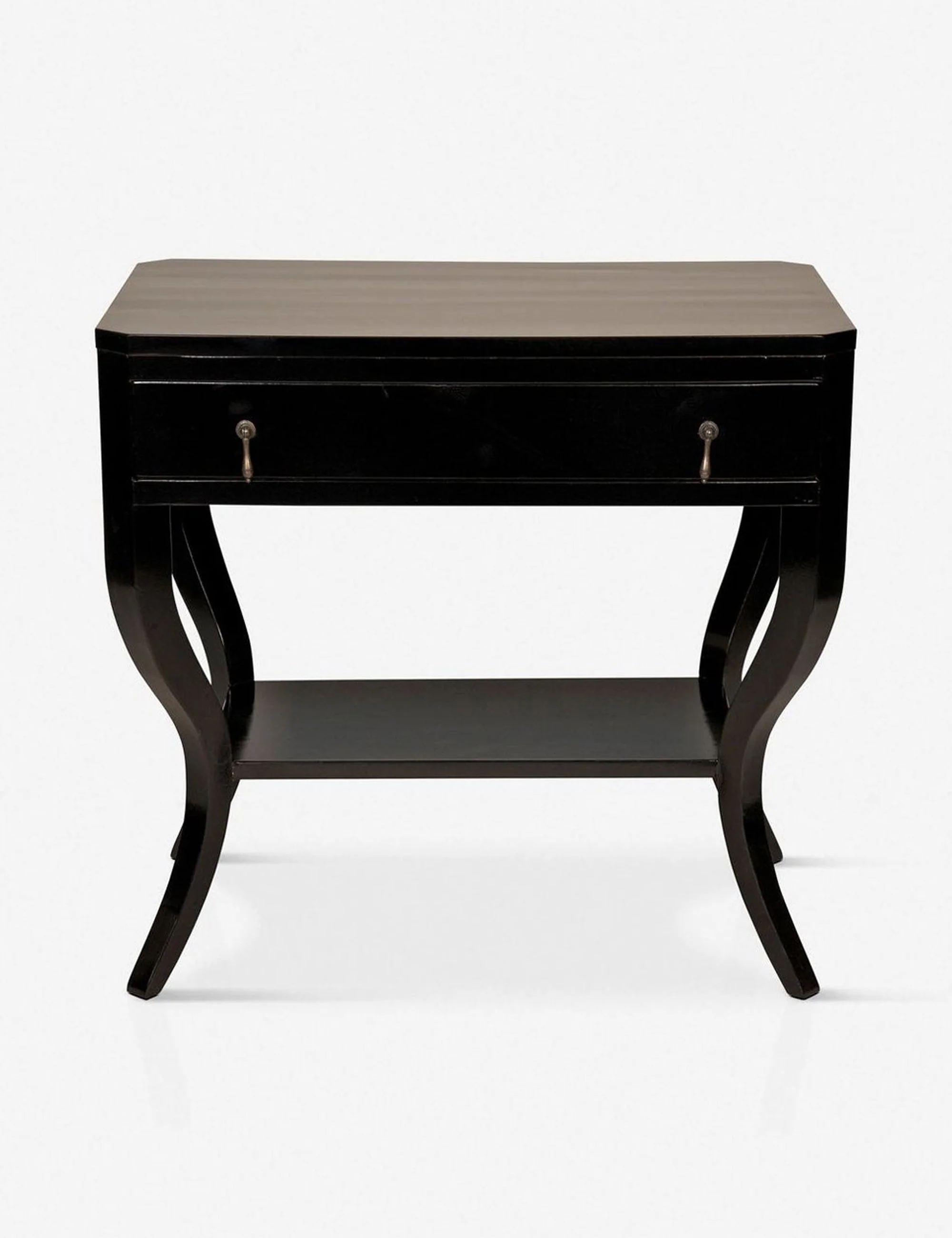 Nightstand - A modern colonial aesthetic is evident throughout the curved and beveled details all over this nightstand