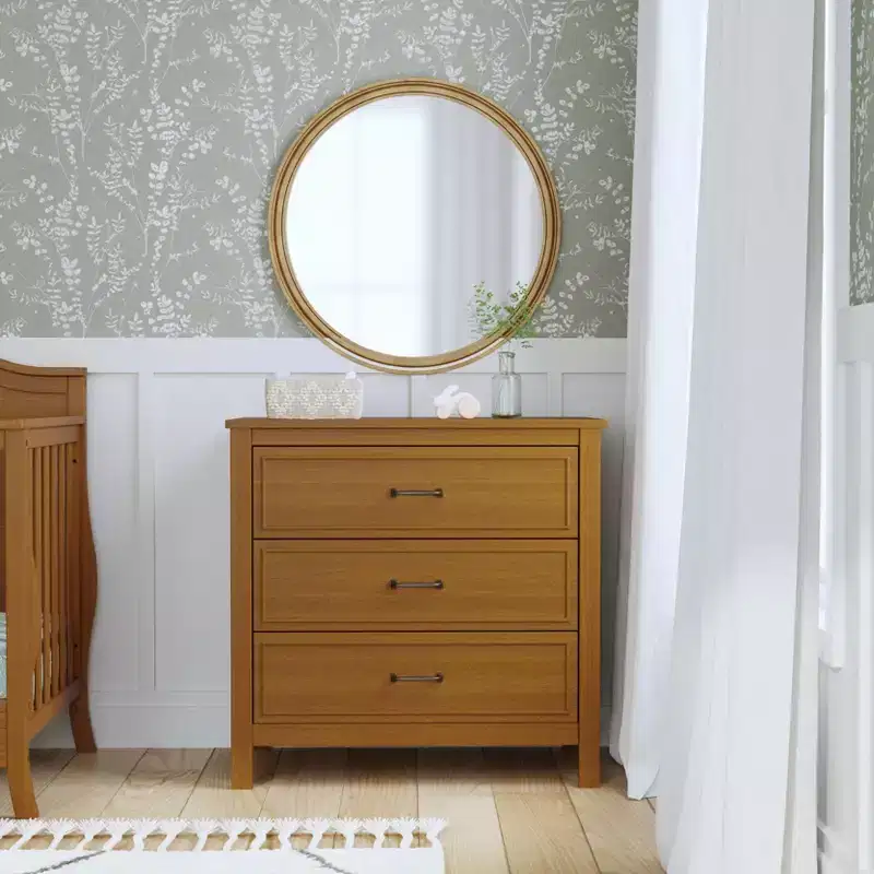 3-Drawer Nursery Dresser, Solid Pine Wood, for Baby & Kids Room