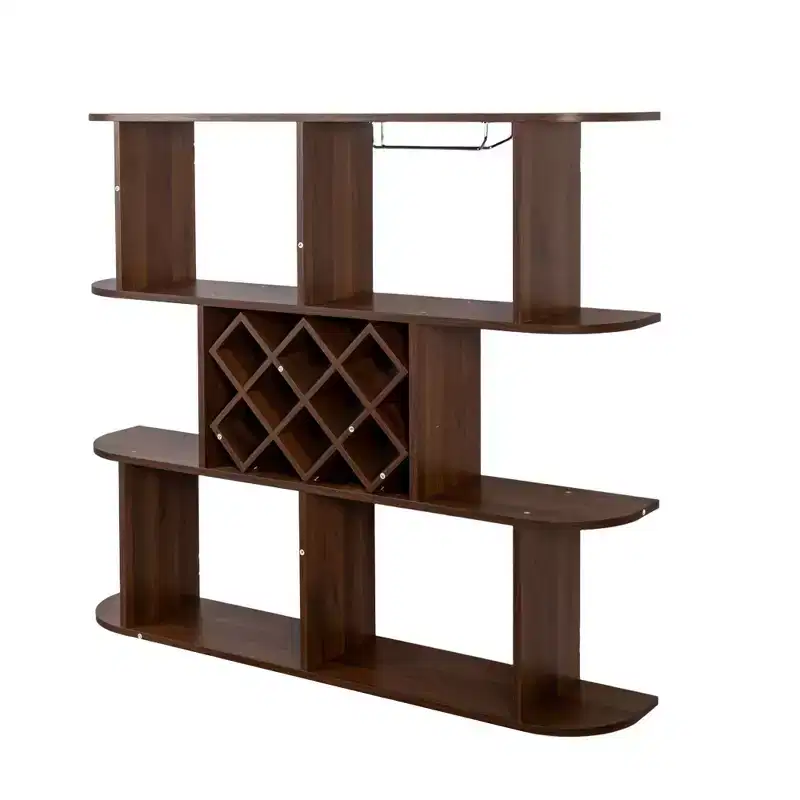 Large Wall-Mounted 3-Tier Wine Rack with Bottle Storage and Display Shelves