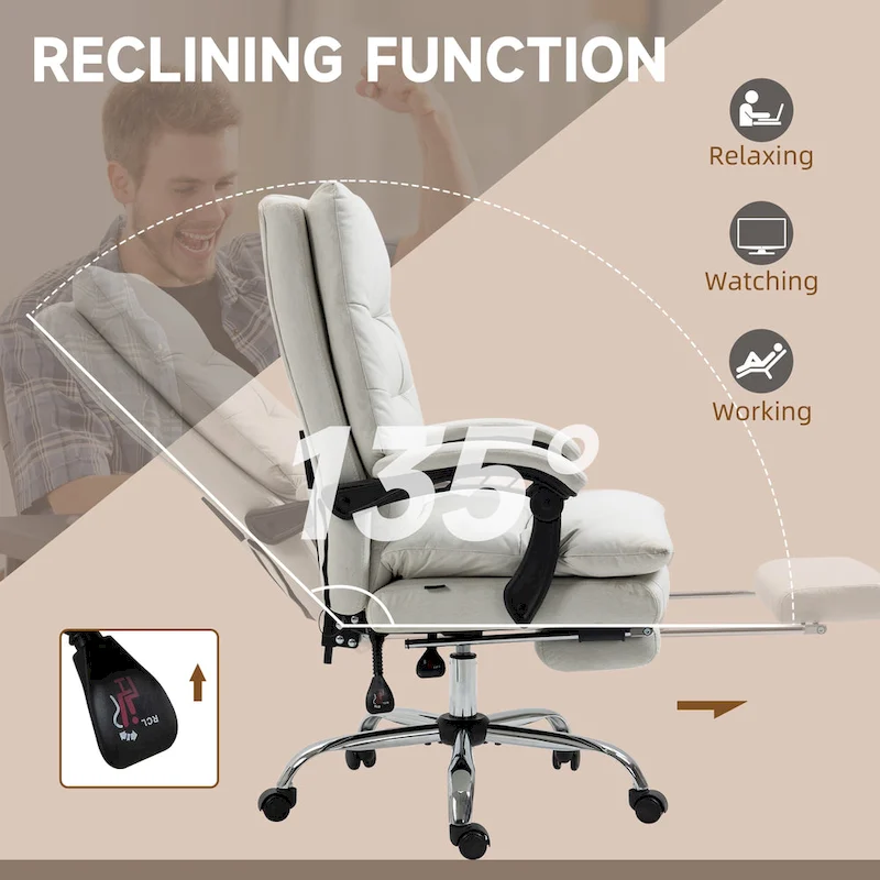 Vinsetto Microfibre Vibration Heated Reclining Massage Office Chair