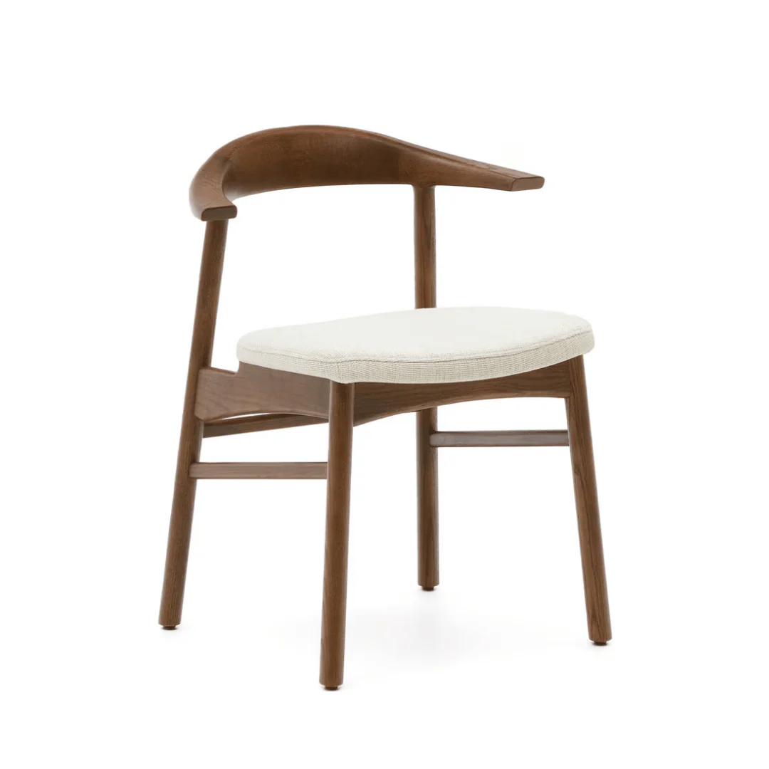 Walnut brown Walnut Dining Chair with Curved Back for Dining Room